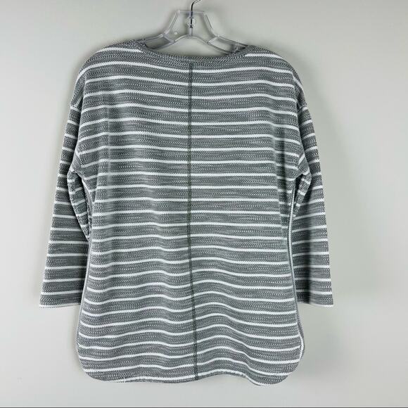 T by Talbots green white stripe coastal textured pullover beach lounge top small - Picture 6 of 8